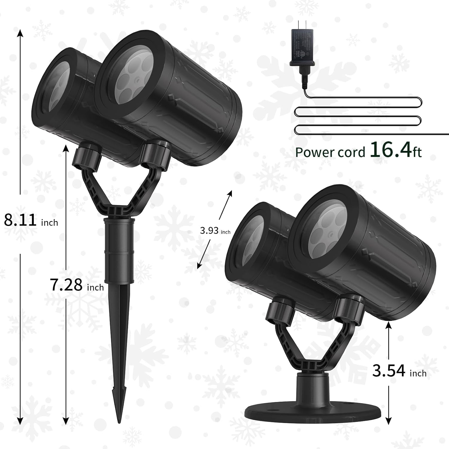 Lumora Glow Dual-Head Snowfall Lamp – Holiday Gift for Mom Who Loves Easy Festive Decorating
