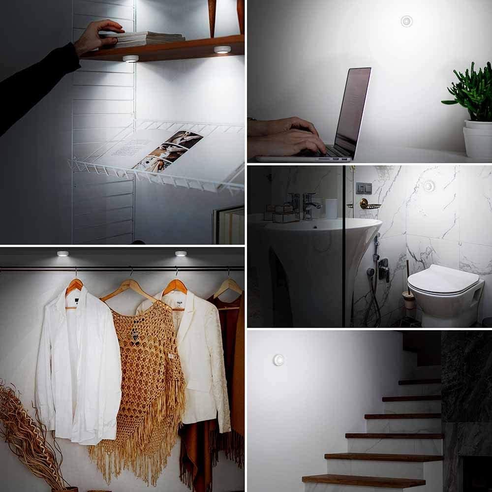 LUXMOM Tap Light Push Lights – Practical Housewarming Gift for New Homeowners, 7 Pack Battery LED Closet Set