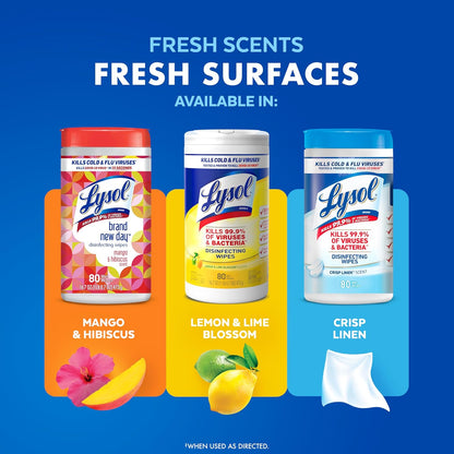 Lysol Disinfecting Wipes Bundle – Flameless Germ-Kill Starter Kit for Kitchens, Pet-Safe Daily Surface Sanitizing, 80 Count