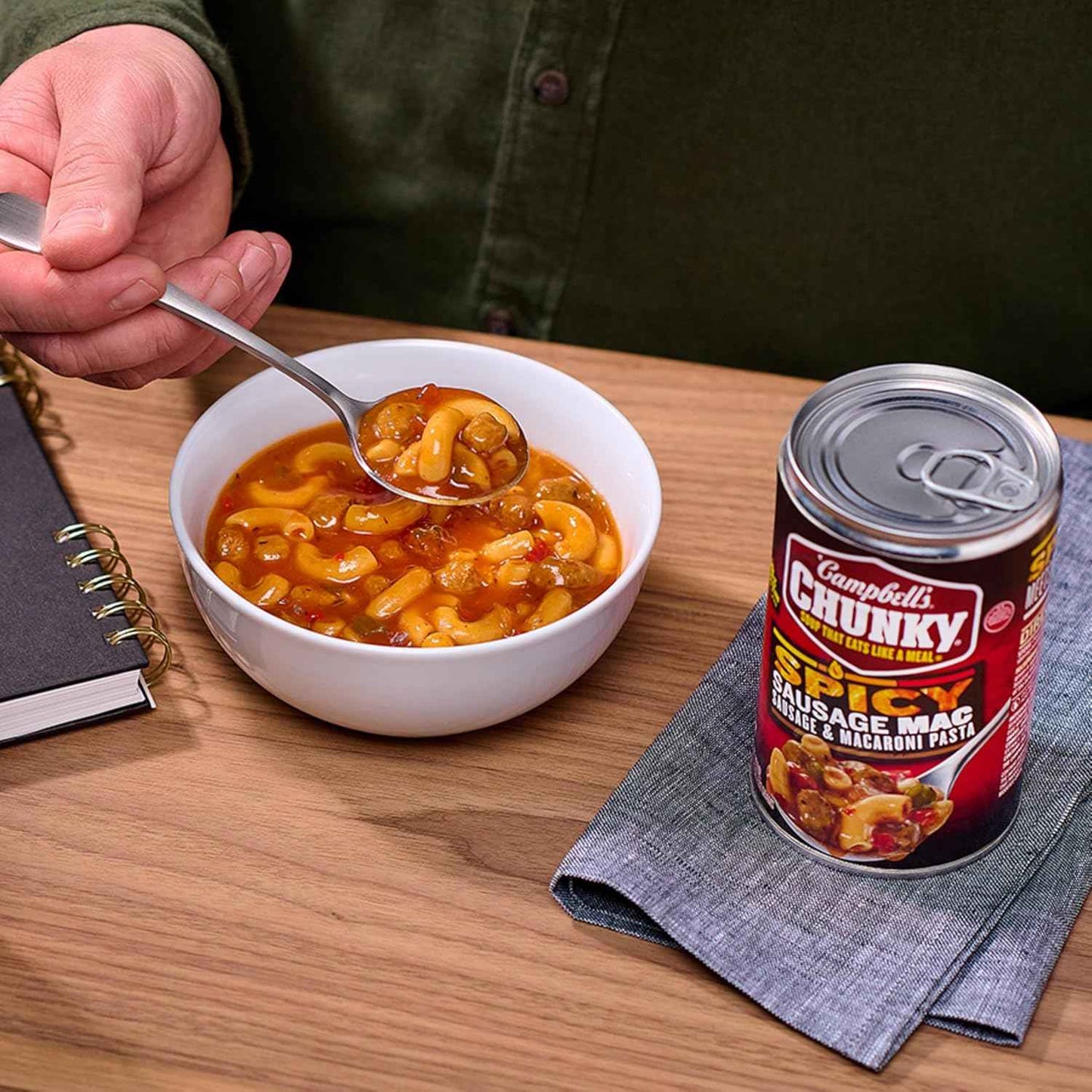 Campbell's Chunky Spicy Sausage Mac Soup, 18.8 oz Can – One-Ingredient Meal Base for Simple, Intentional Home Cooking