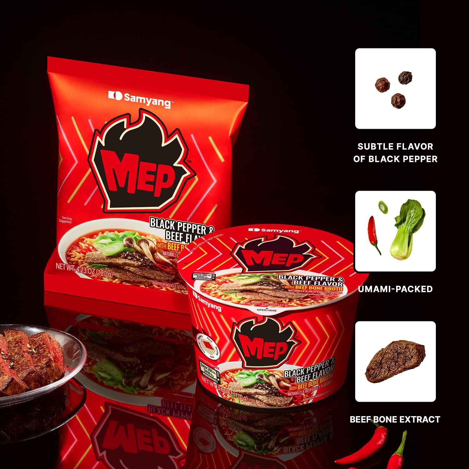 MEP Black Pepper Beef Ramen – Korean Food Lover Gift for Her, Pantry Must-Have