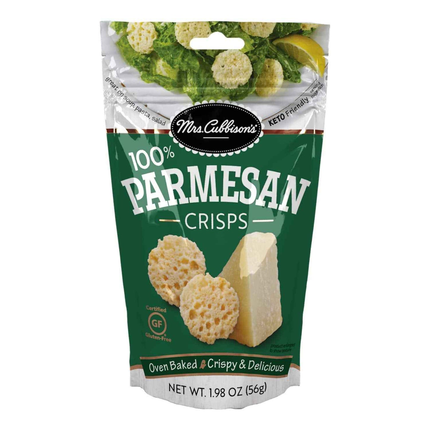 Mrs. Cubbison's Flavor 100 Parmesan Cheese Crisps – High-Protein Lunchbox Snack for Kids, 1.98 oz Pouch
