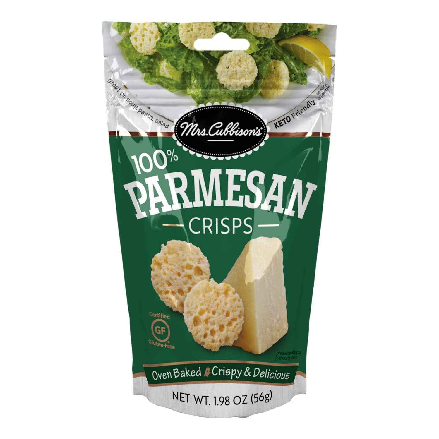 Mrs. Cubbison's Flavor 100 Parmesan Cheese Crisps – High-Protein Lunchbox Snack for Kids, 1.98 oz Pouch