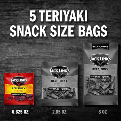 Jack Link's Beef Jerky Variety Pack - Original and Teriyaki - Desk Drawer Protein for Remote Workers and 10-Hour Shifts, 9 Single-Serve Bags