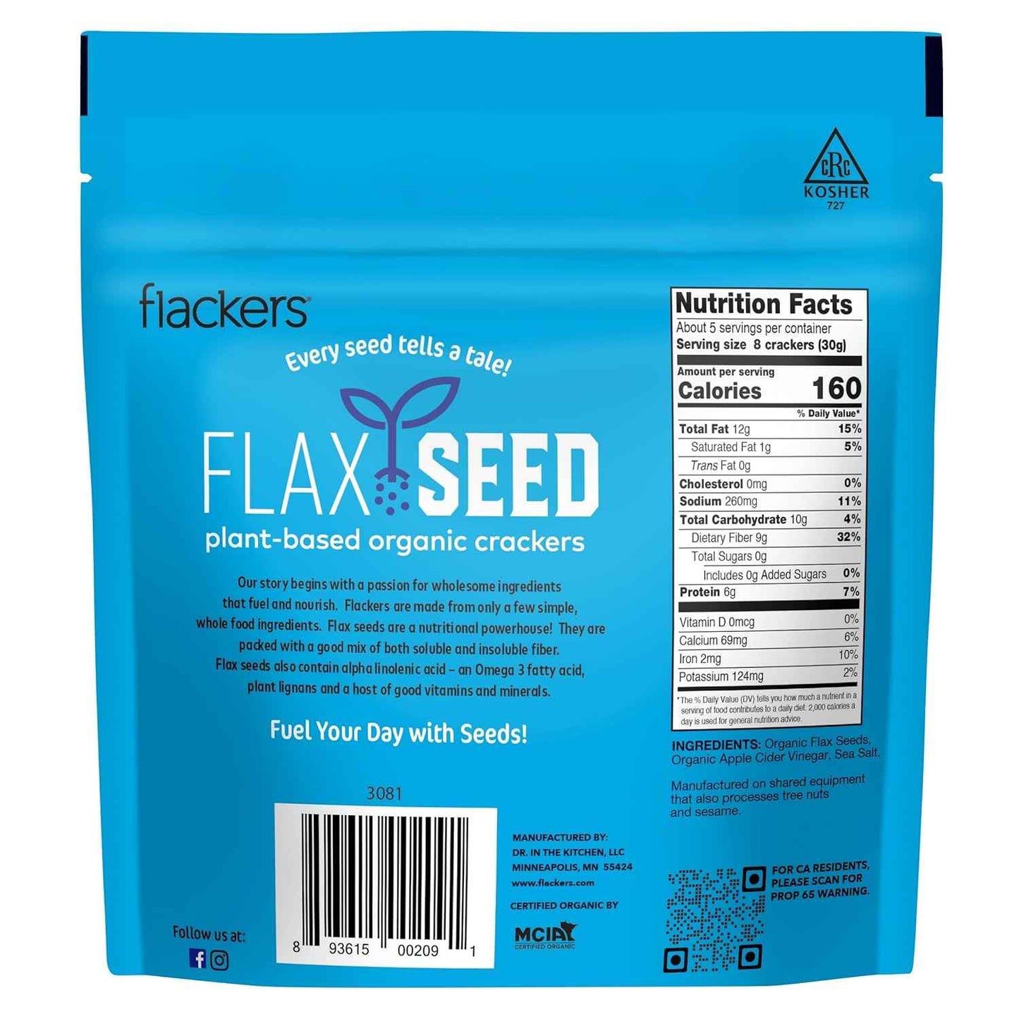 Flackers Organic Rosemary Flaxseed Crackers – Mindful Keto Snack for Clean Eating Rituals