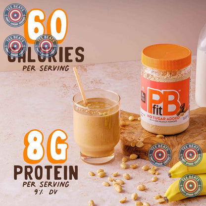 PBfit No Sugar Added Peanut Butter Powder for Clutter-Free Pantry, Three-Ingredient Protein for Simple Living