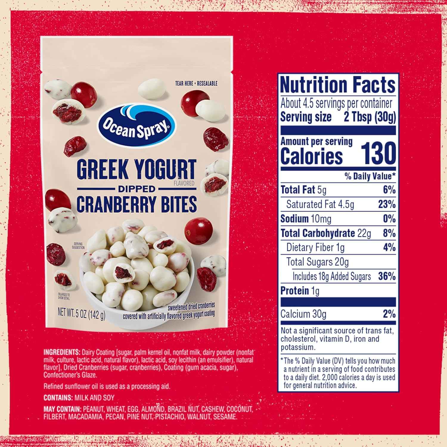 Ocean Spray Greek Yogurt Covered Craisins, Trail Mix Ingredient for Hiking and Camping Adventures