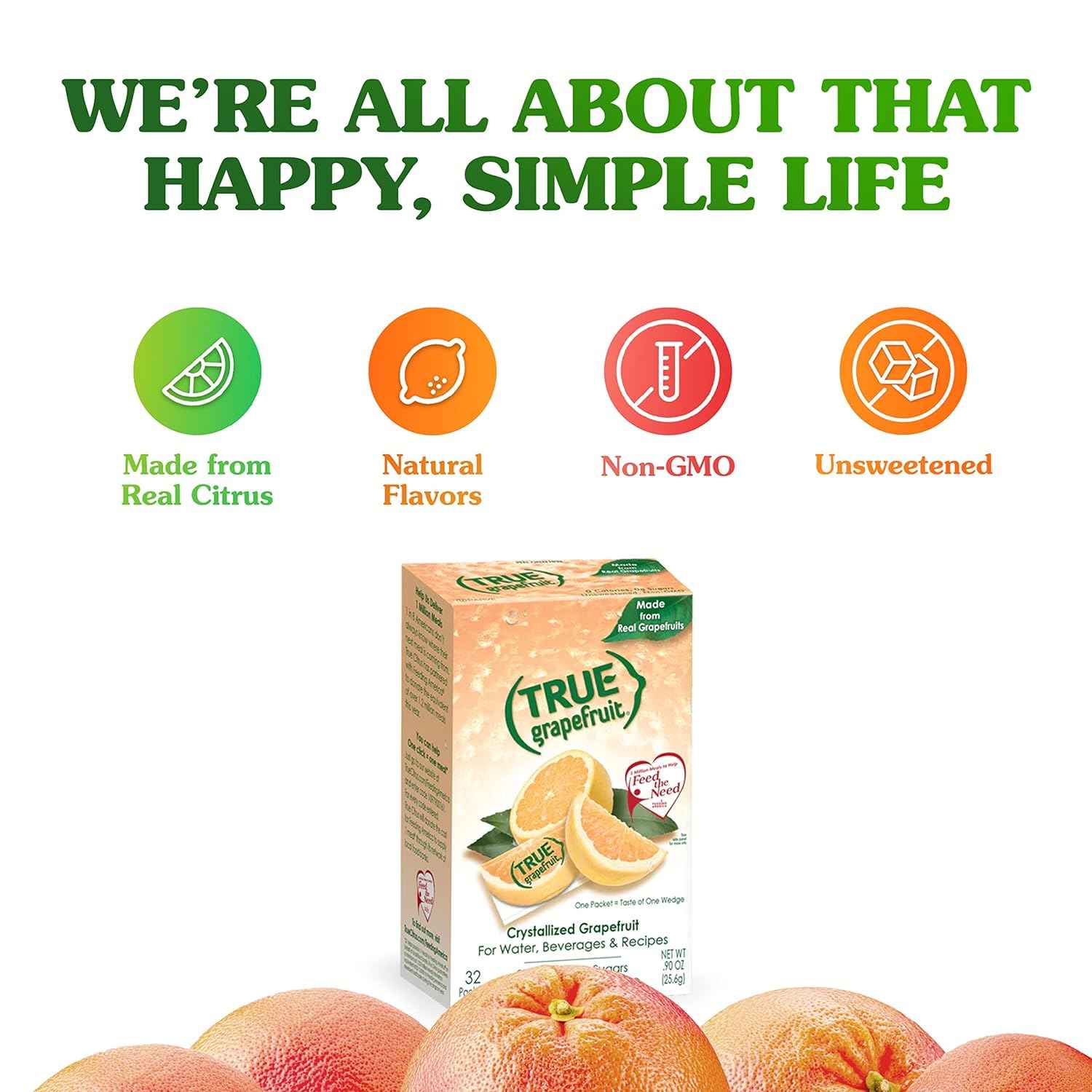 True Citrus Grapefruit Powder Packets – Travel Ready Citrus Flavoring for Hotel Rooms and Restaurant Glasses, Single Serve