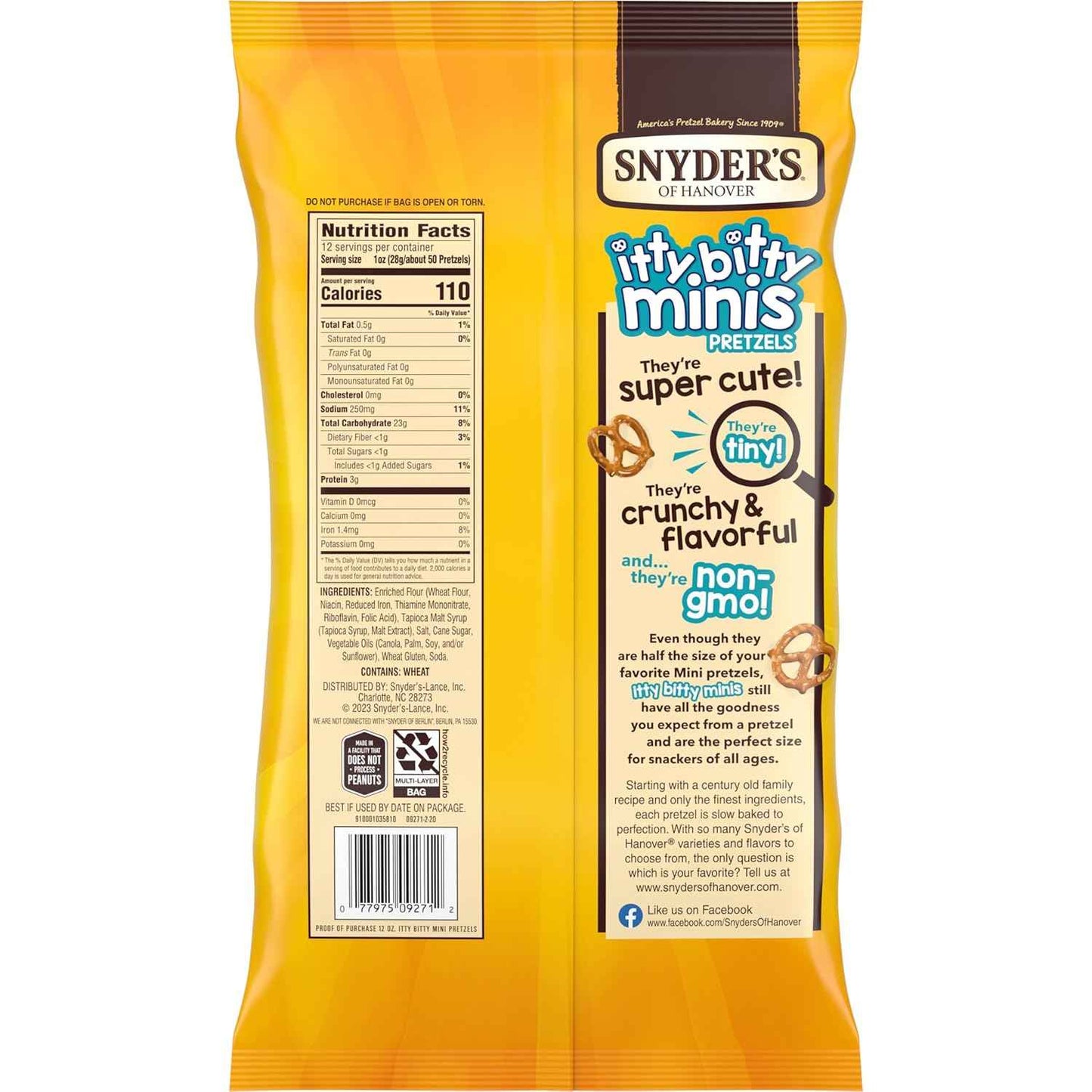 Snyder's of Hanover Itty Bitty Minis Pretzels – Low-Fat Crunchy Snack for Mindful Everyday Munching