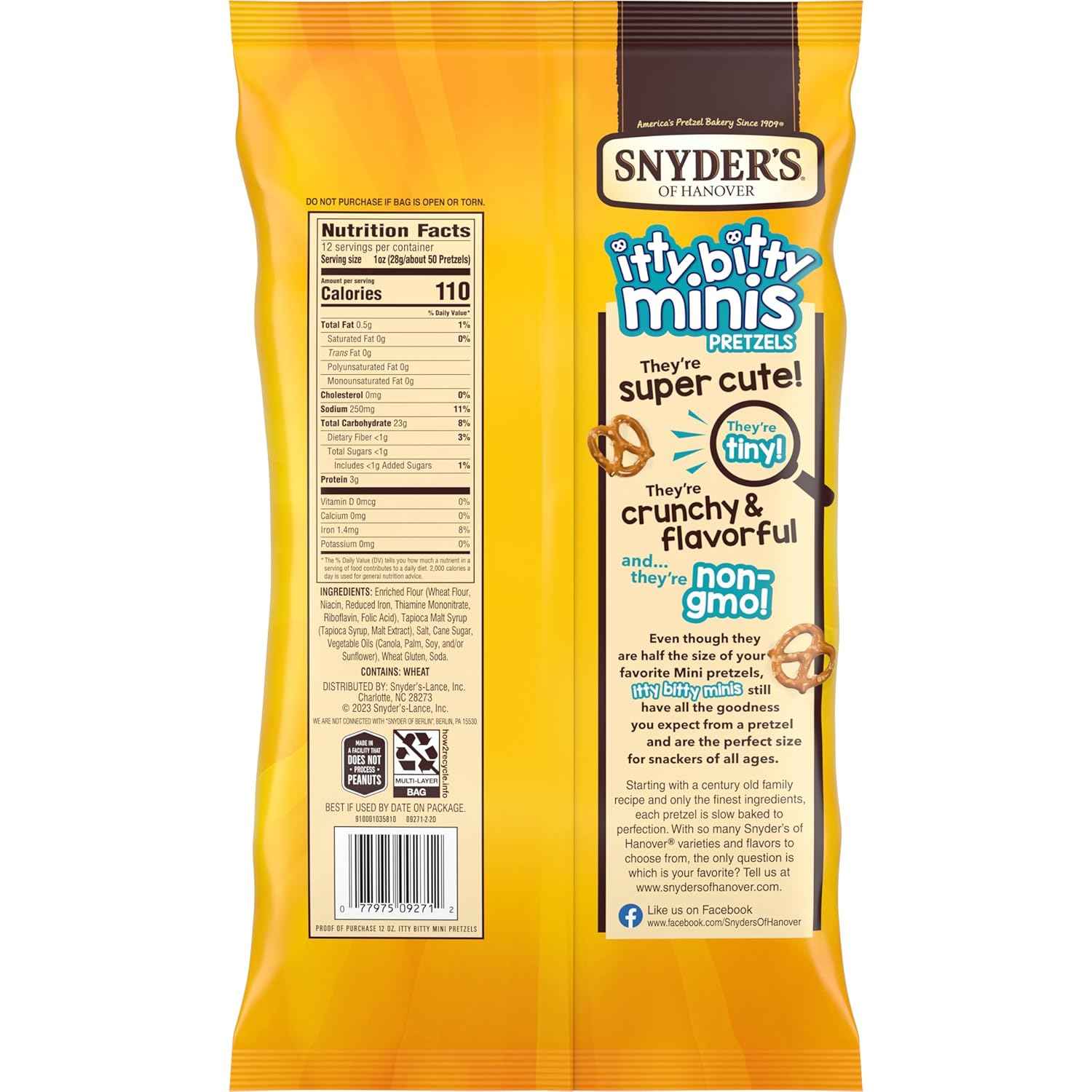Snyder's of Hanover Itty Bitty Minis Pretzels – Low-Fat Crunchy Snack for Mindful Everyday Munching