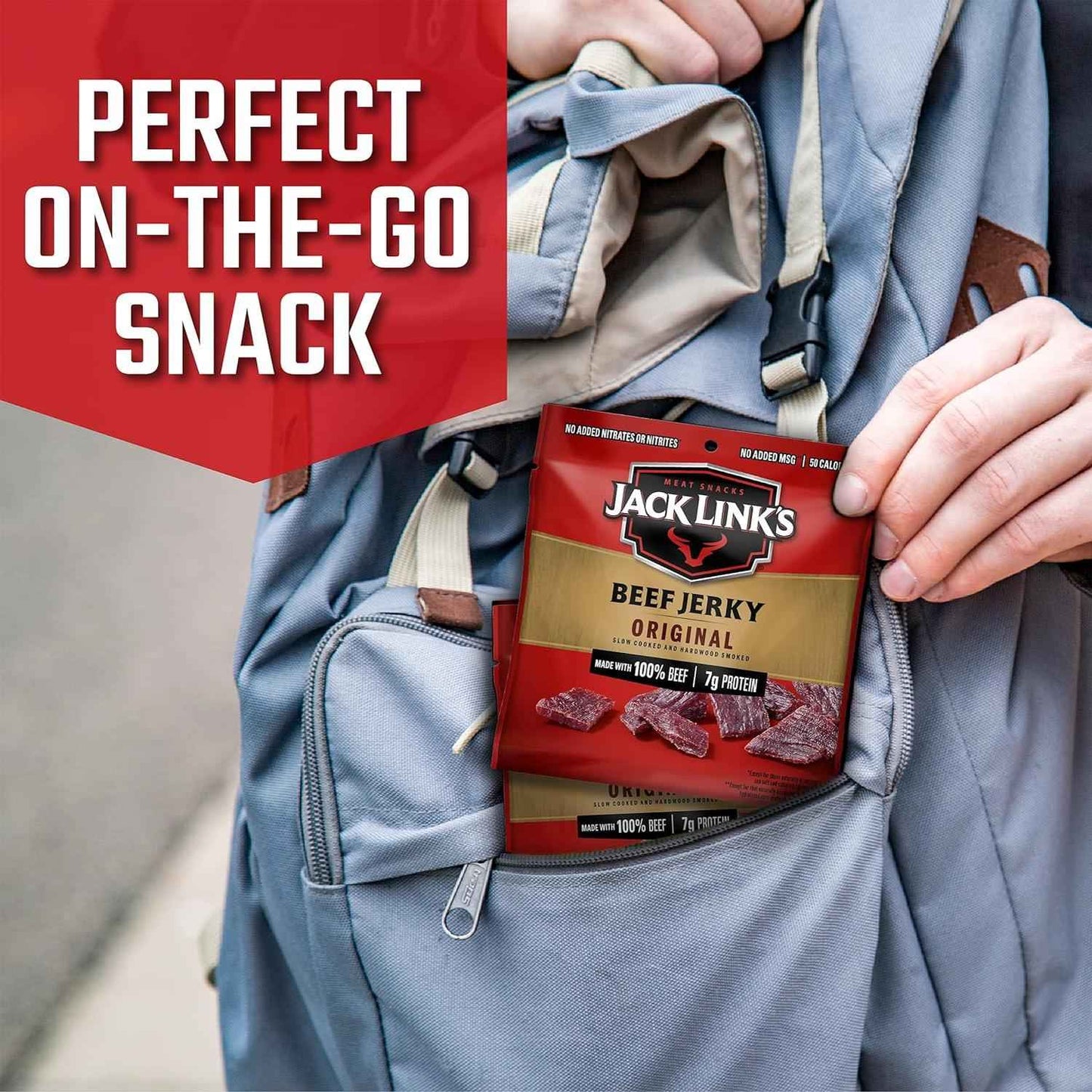 Jack Link's Original Beef Jerky Single-Serve Packs – Kid-Friendly Lunchbox Protein Snack for School Cafeteria