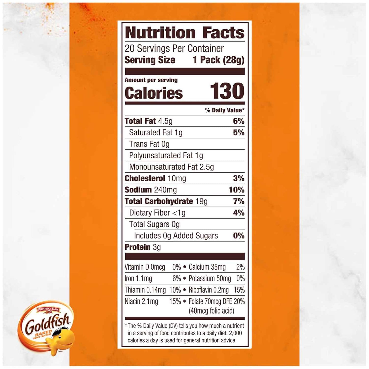 Goldfish Cheddar Cheese Crackers – Lunchbox Snack Pack for School Kids, 20 Count Single-Serve Pouches