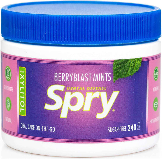 Spry Berry Blast Xylitol Mints – Choking-Safe Sugar-Free Candy for Children and Seniors, Bulk Oral Care
