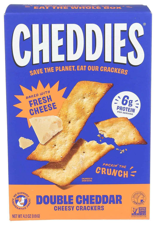 Cheddies Double Cheddar Cracker 4.2 oz – Guilt Free Afternoon Crunch for Mindful Snackers