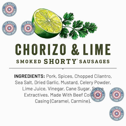 Duke's Pork Chorizo & Lime Smoked Shorty Sausages – Gourmet Snack Gift for the Outdoor Enthusiast, 5 oz Bag