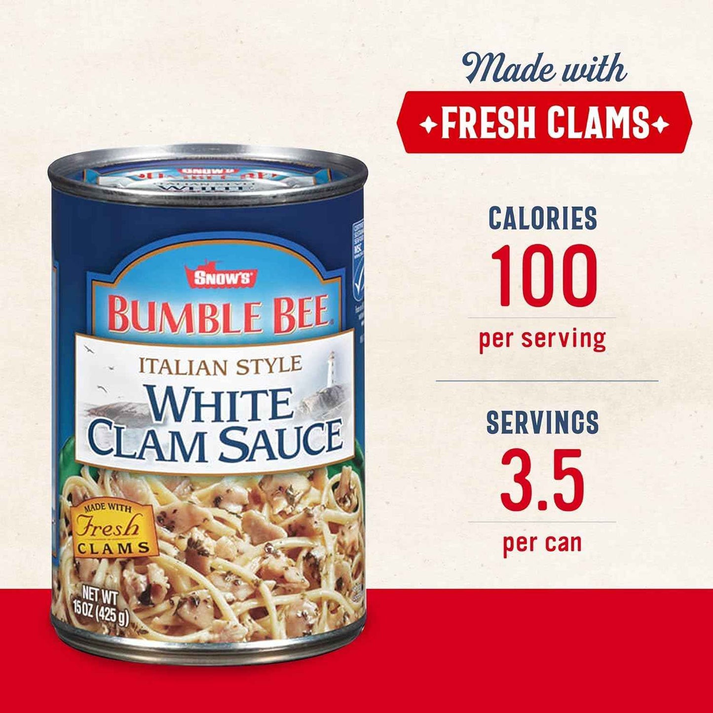 Snow's Italian Style White Clam Sauce, 15 Ounce – Clean-Ingredient Italian Clam Sauce with Real Fresh Clams, No Artificial Fillers