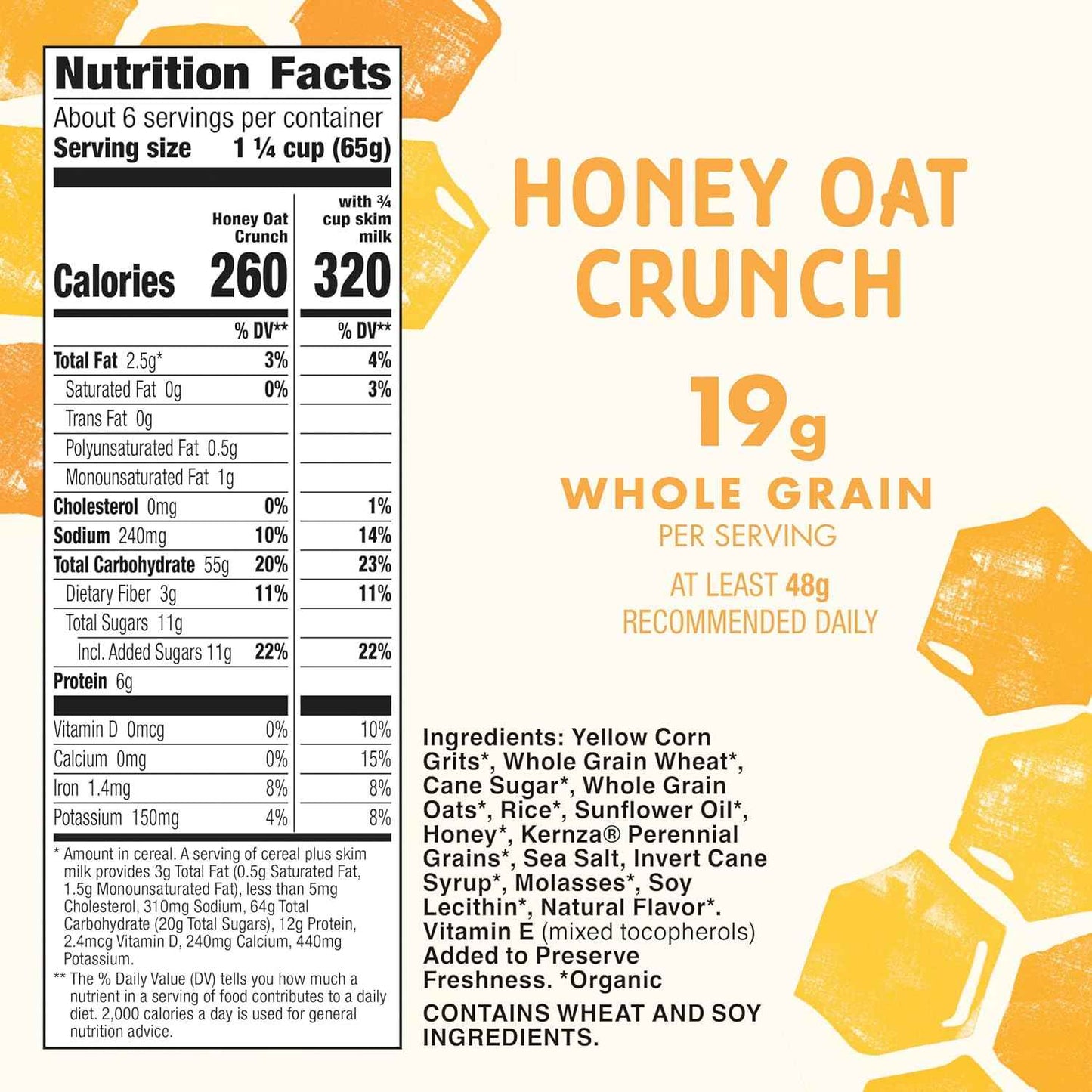 Cascadian Farm Honey Oat Crunch – Clean-Ingredient Cereal for the Clutter-Free Counter, 13.5 oz