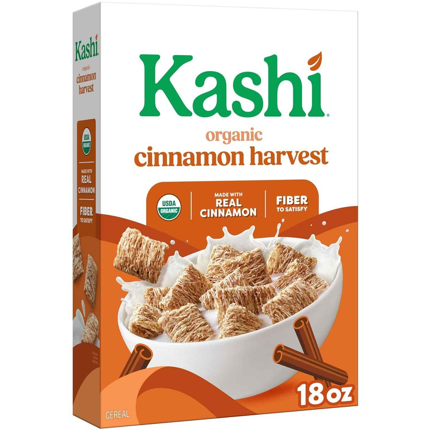 Kashi Organic Cinnamon Harvest Cereal – High-Fiber Whole Grain Breakfast for Mindful Mornings, 18oz Box