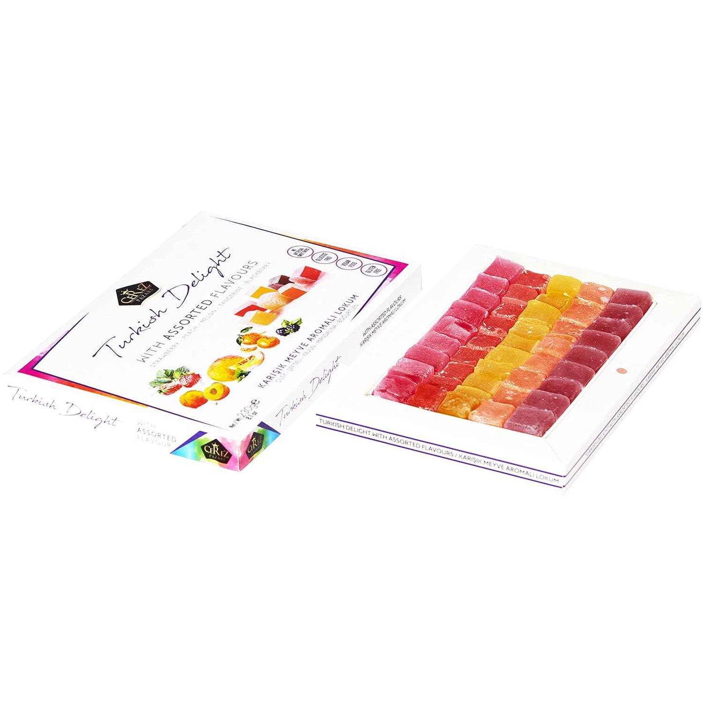 Cerez Pazari Halal Turkish Delight – No Artificial Additives Lokum, Beet Sugar Sweetened Relaxation Treat