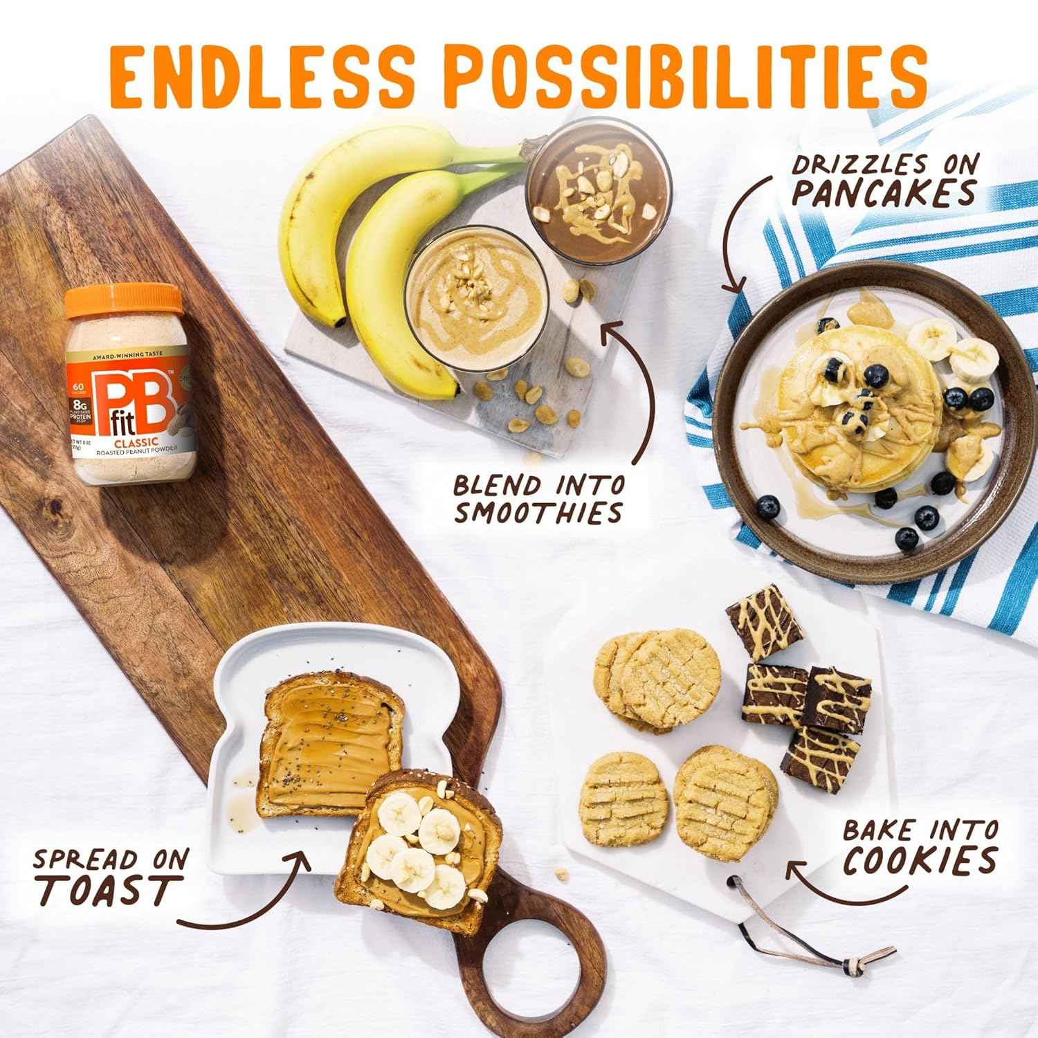 PBfit Classic Peanut Butter Powder – Nutritious Lunchbox Mix for Kid-Friendly Sandwiches