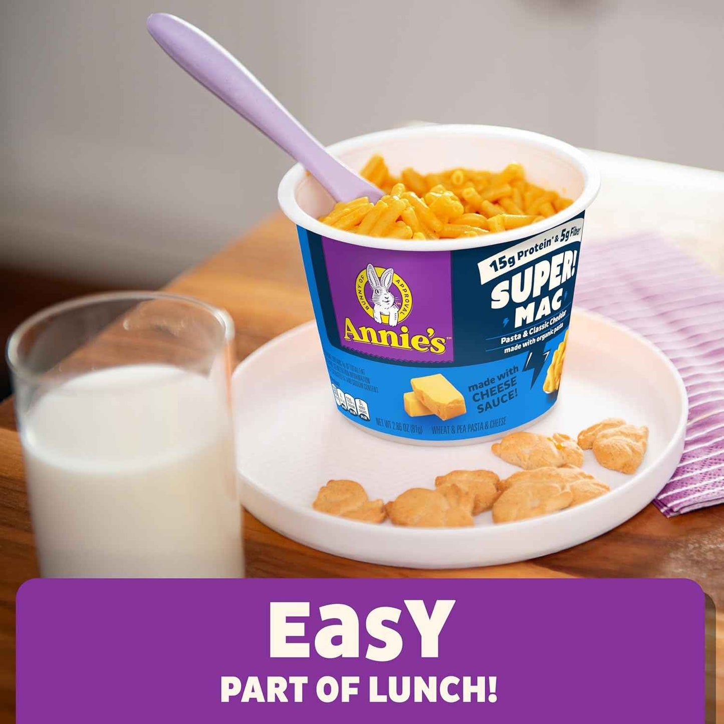 Annie's Super! Mac Cheddar Cups – Break Room Pantry Staple for College Dorms and Offices