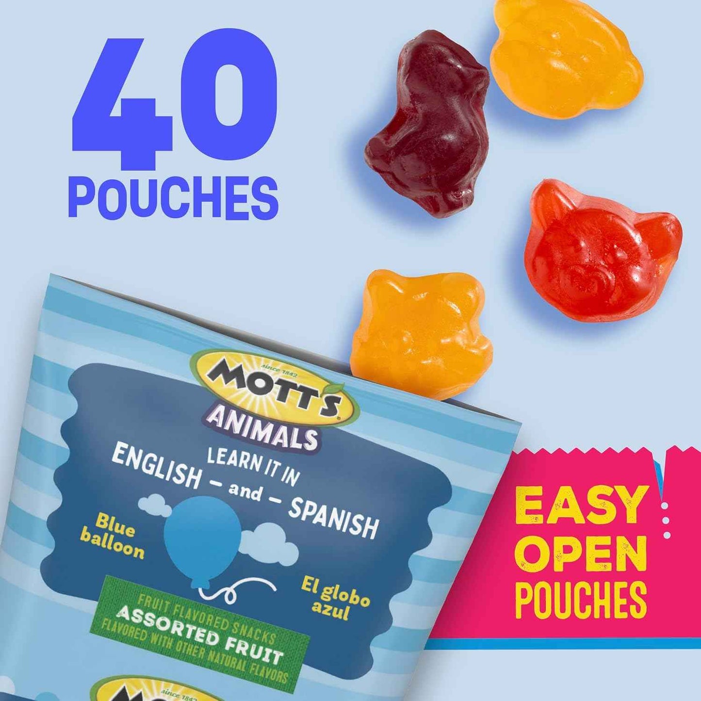 Mott's Berry Chewy Fruit Snacks Holiday Gift – Thoughtful Seasonal Treat for Grandparents to Share with Grandchildren, 40 Pouch Pack