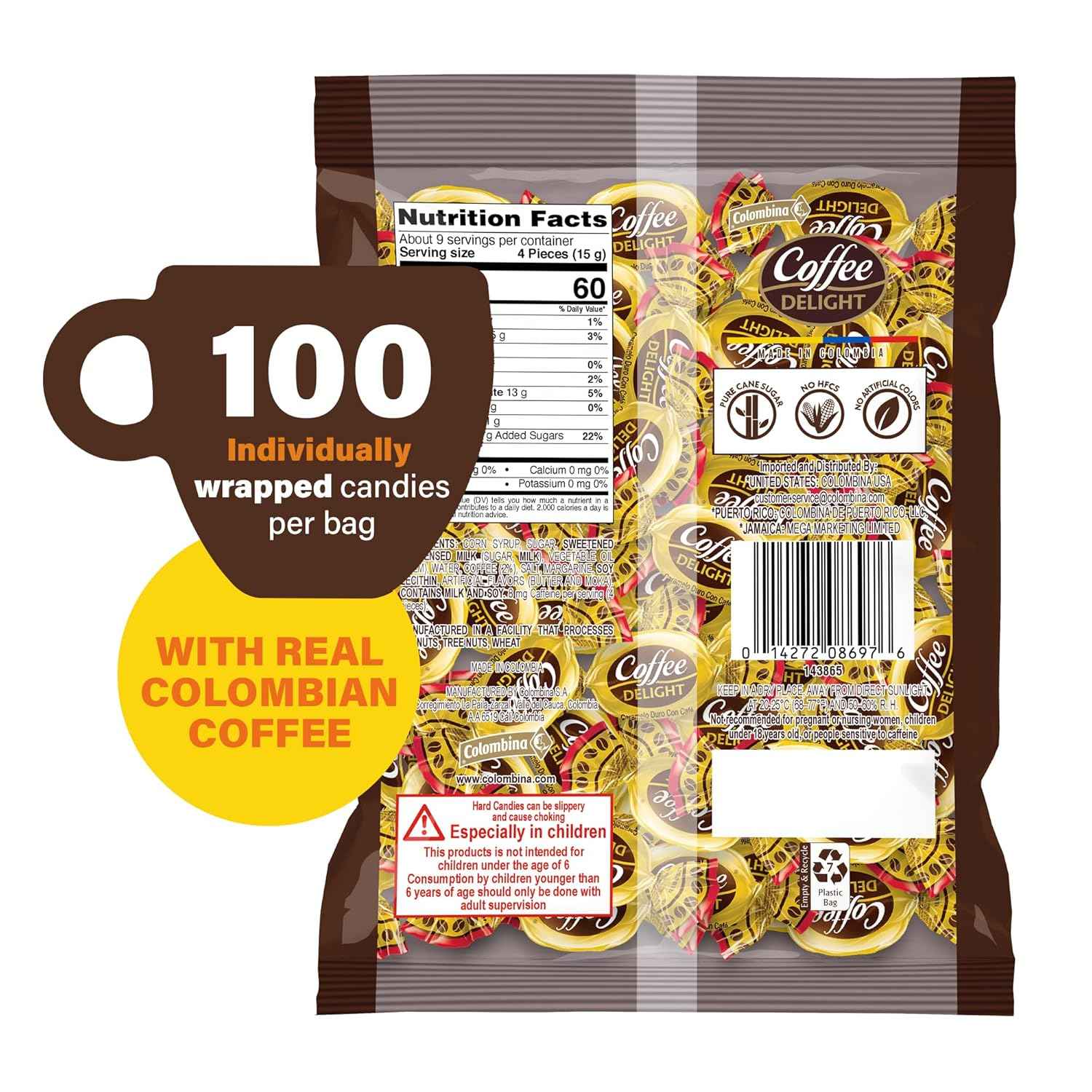 Colombina Coffee Delight Hard Candy – Holiday Stocking Stuffer and Secret Santa Pick for Coworkers, 100 Count