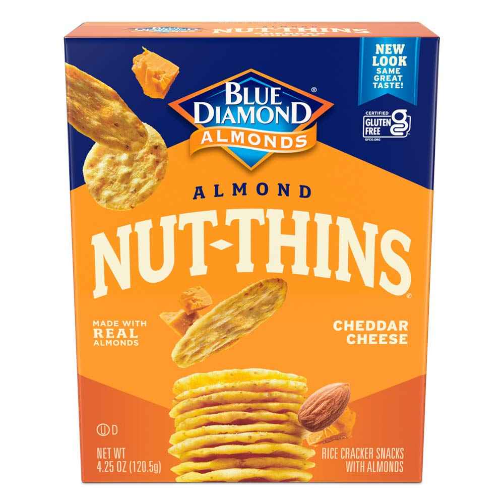 Blue Diamond Almonds Nut Thins Cheddar Cheese – Portable Crunchy Cracker for Picnic and Patio Charcuterie Boards