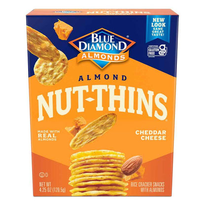 Blue Diamond Almonds Nut Thins Cheddar Cheese – Portable Crunchy Cracker for Picnic and Patio Charcuterie Boards