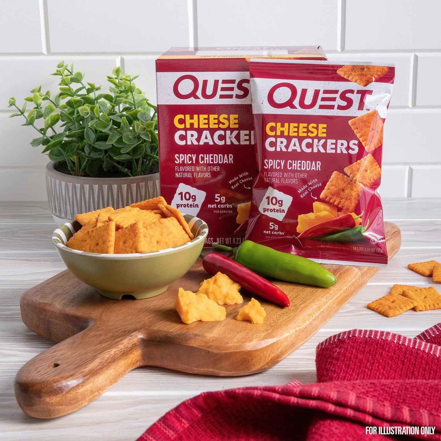 Quest Nutrition Cheese Crackers – Keto-Friendly Crunch for Wellness Routines, 10g Protein 4-Count