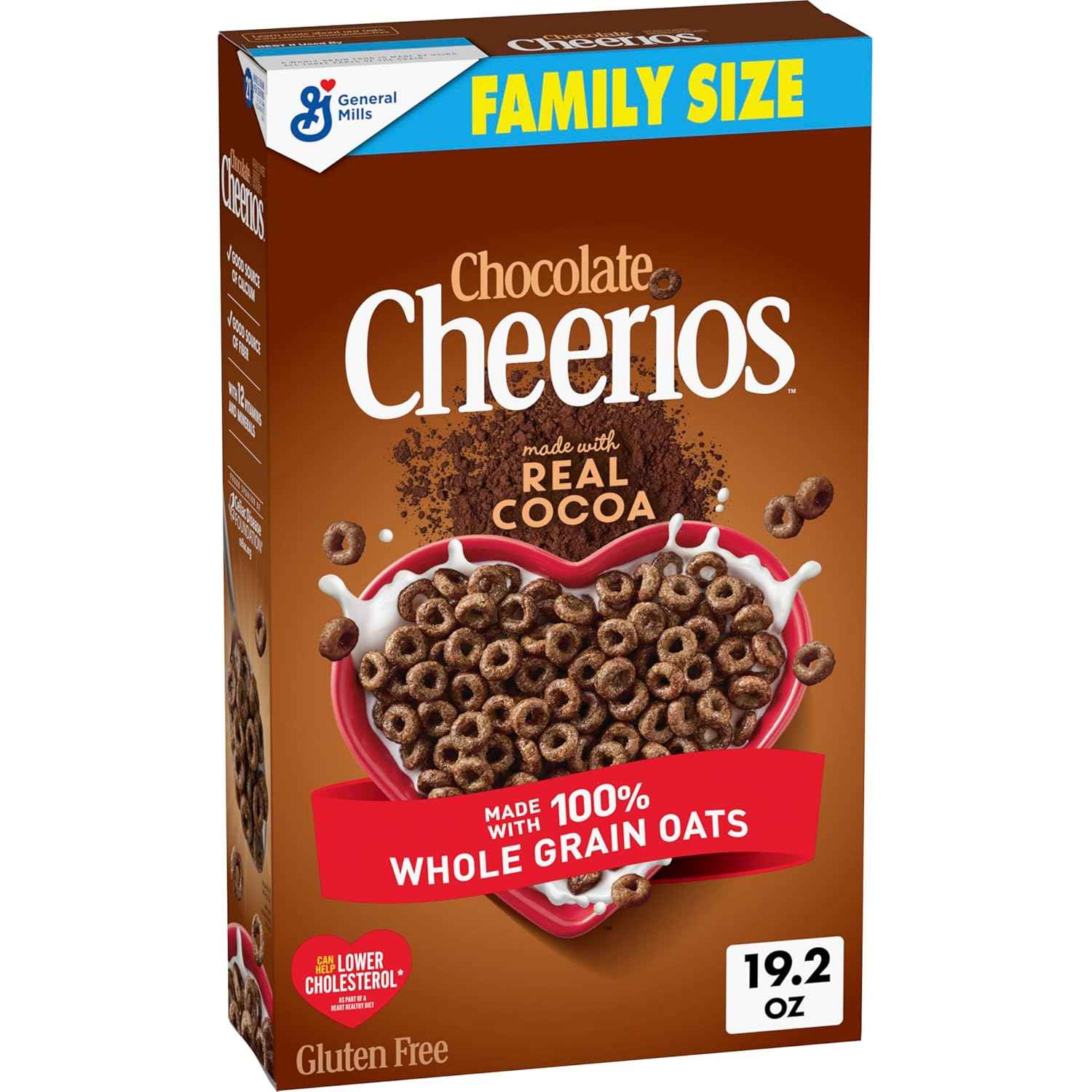 Chocolate Cheerios Gluten Free Cereal – Crunchy Whole Grain Breakfast for Children with Dietary Restrictions, Family Size 19.2 oz Box