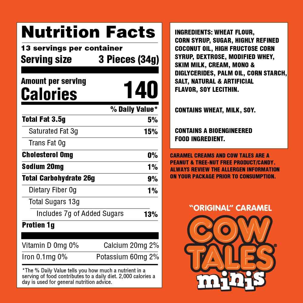 Goetze's Cow Tales Vanilla Minis – Nut-Free Candy for Kids' Birthday Party Treat Bags, 1 lb Bag