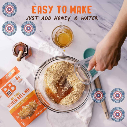 PBfit No Bake Peanut Butter Protein Ball Mix – Quick No-Bake Energy Bites to Stash in Your Drawer for Focus and Satiety