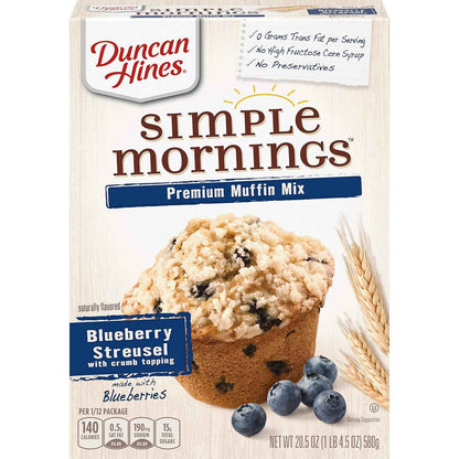 Duncan Hines Simple Mornings Blueberry Streusel Premium Muffin Mix – Better-For-You Brunch Baking with Real Blueberries and No HFCS