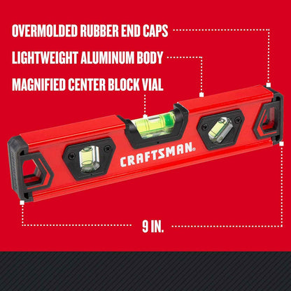 CRAFTSMAN 9-Inch Torpedo Level – One Compact Tool Replacing Three Separate Levels in a Clean Tool Drawer