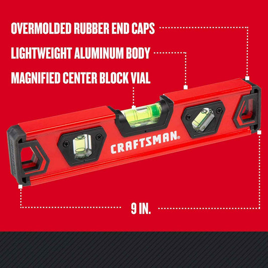 CRAFTSMAN 9-Inch Torpedo Level – One Compact Tool Replacing Three Separate Levels in a Clean Tool Drawer