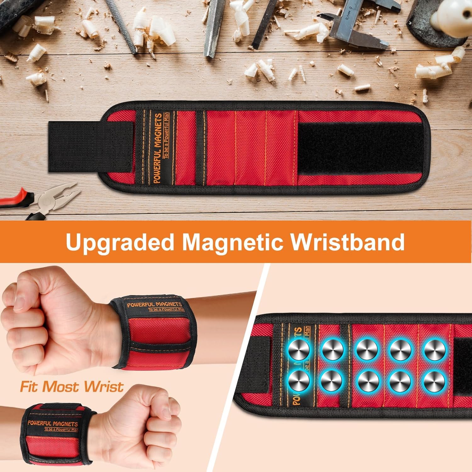 Magnetic Wristband Tool – Portable Screw & Nail Holder for Construction Sites & Job Site Use