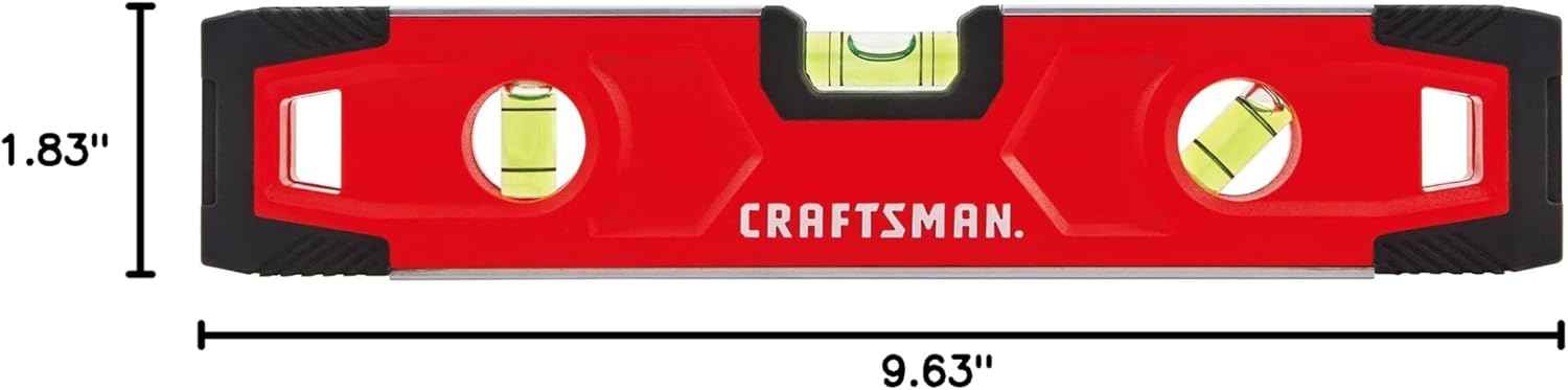 CRAFTSMAN Torpedo Level, Magnetic, 9 inch – Minimalist Three-Vial Design in a Single Pocket Tool