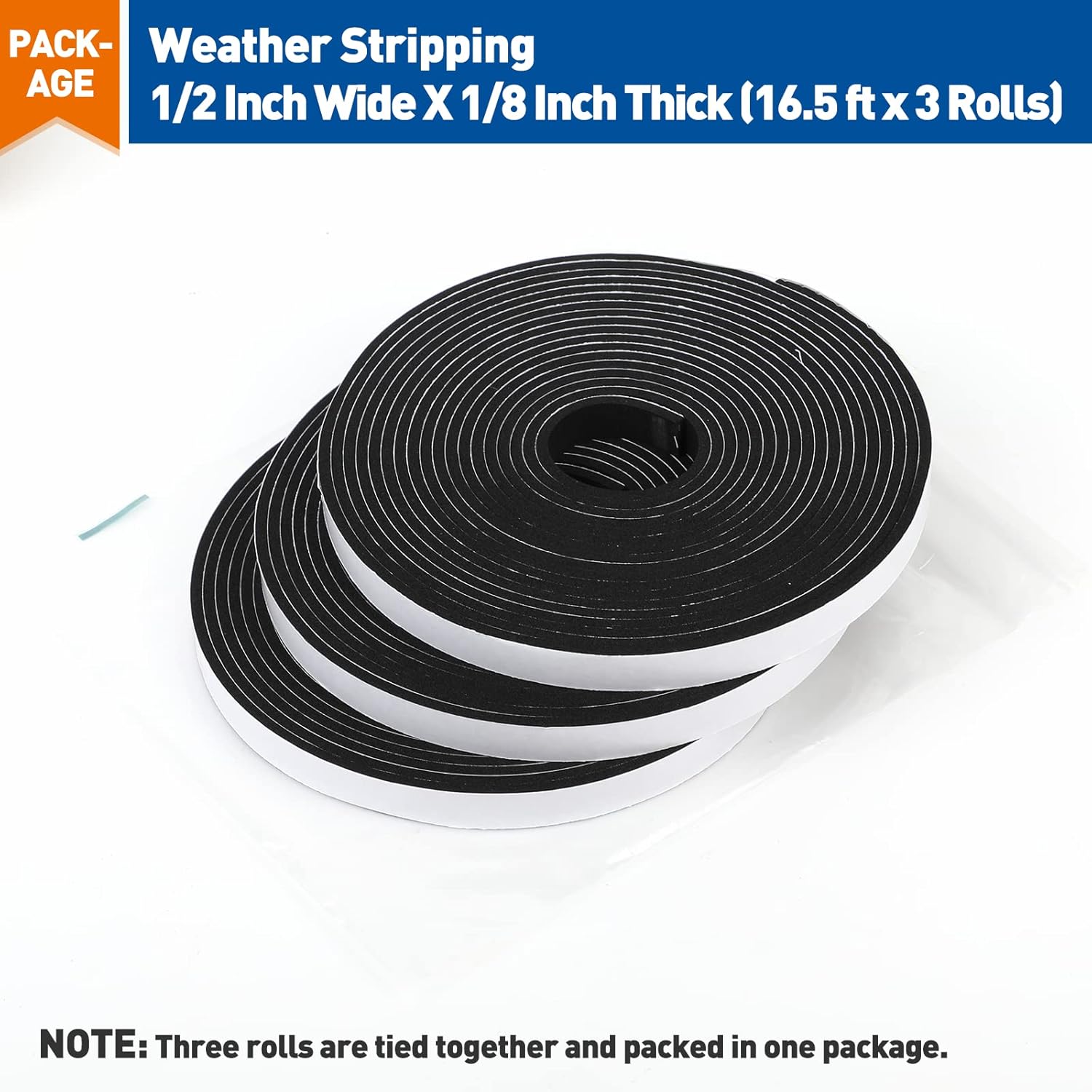 MAGZO Weather Stripping Door Seal – Sleek Black Foam Tape for Window Frames and Modern Interior Doors