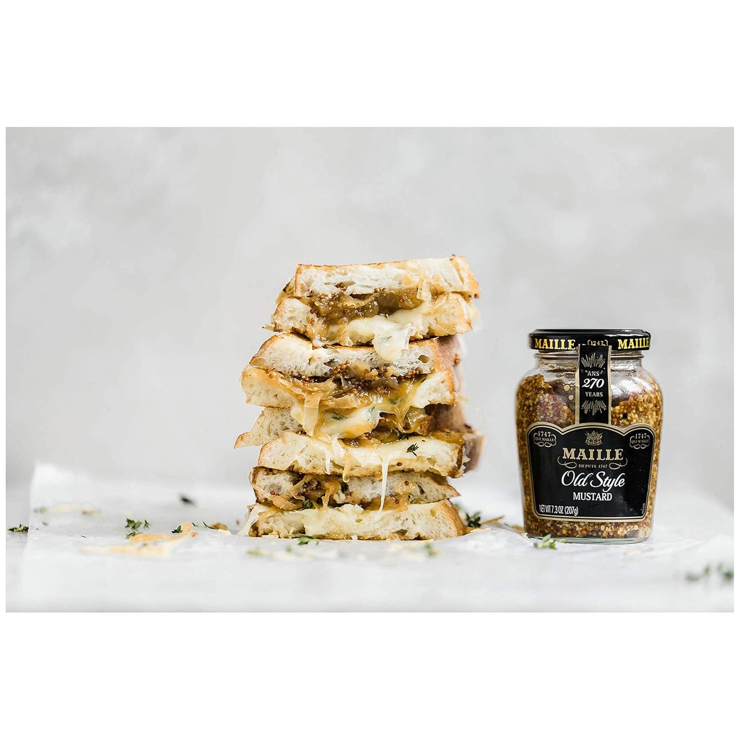 Maille Mustard Old Style – Versatile Backyard BBQ Glaze, 7.3 oz Glass Jar for Grilled Meats and Pretzels