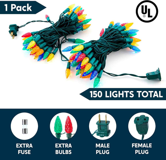 Joiedomi C6 LED String Lights – Outdoor Patio and Garden Decor, 50.6FT IP44 Waterproof Multicolor Lights for Backyard and Pergola