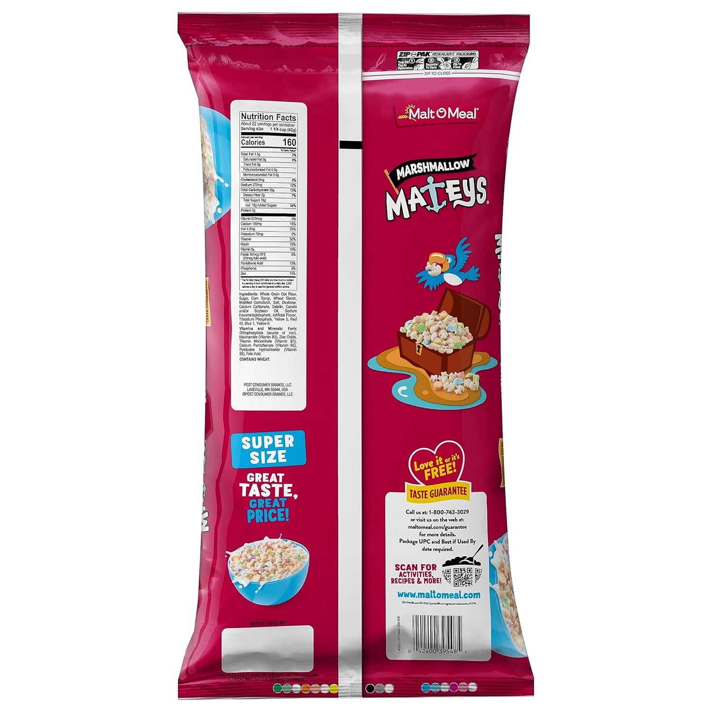 Malt-O-Meal Marshmallow Mateys Cereal – Shelf Stable Road Trip Breakfast for Camping and Travel, 33 OZ Resealable Bag
