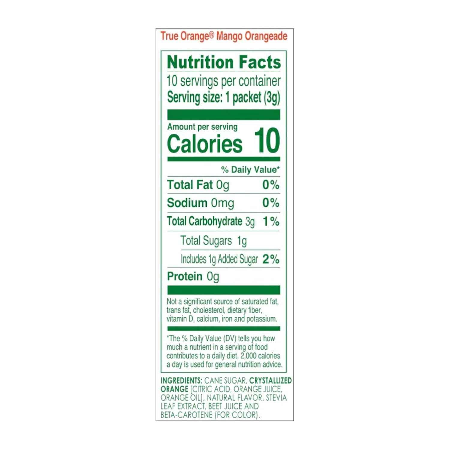 True Citrus Mango Orangeade Stevia Water Flavoring - 10 Calorie Sugar Conscious Beverage for Clean Eating Lifestyles