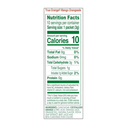 True Citrus Mango Orangeade Stevia Water Flavoring - 10 Calorie Sugar Conscious Beverage for Clean Eating Lifestyles