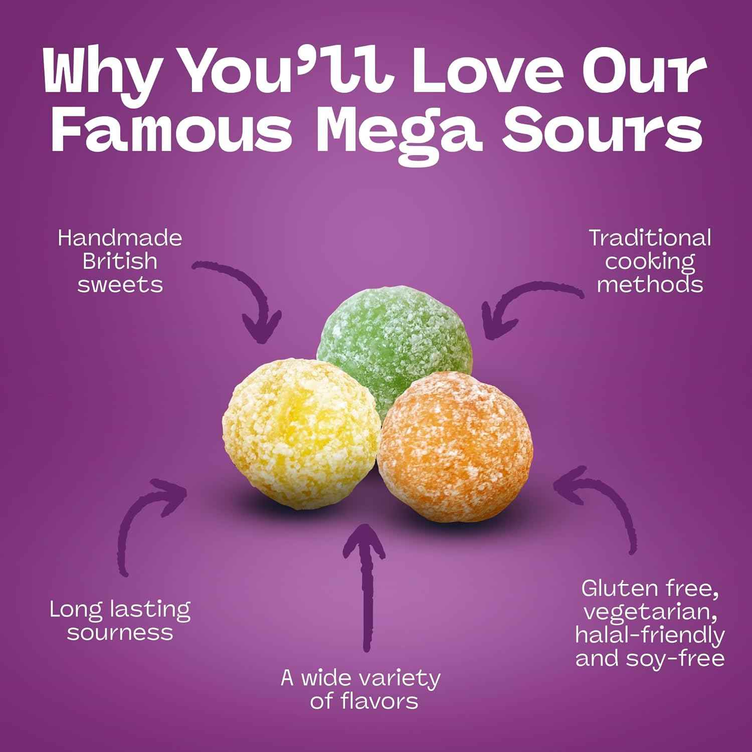Barnetts Mega Sour Candy Fruits 200g – Fun Housewarming Present and Stocking Filler, Traditional Copper-Pan Sweets