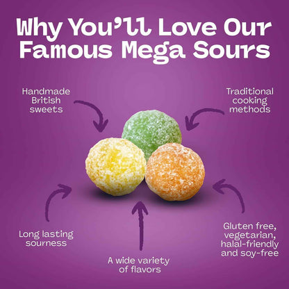 Barnetts Mega Sour Candy Fruits 200g – Fun Housewarming Present and Stocking Filler, Traditional Copper-Pan Sweets