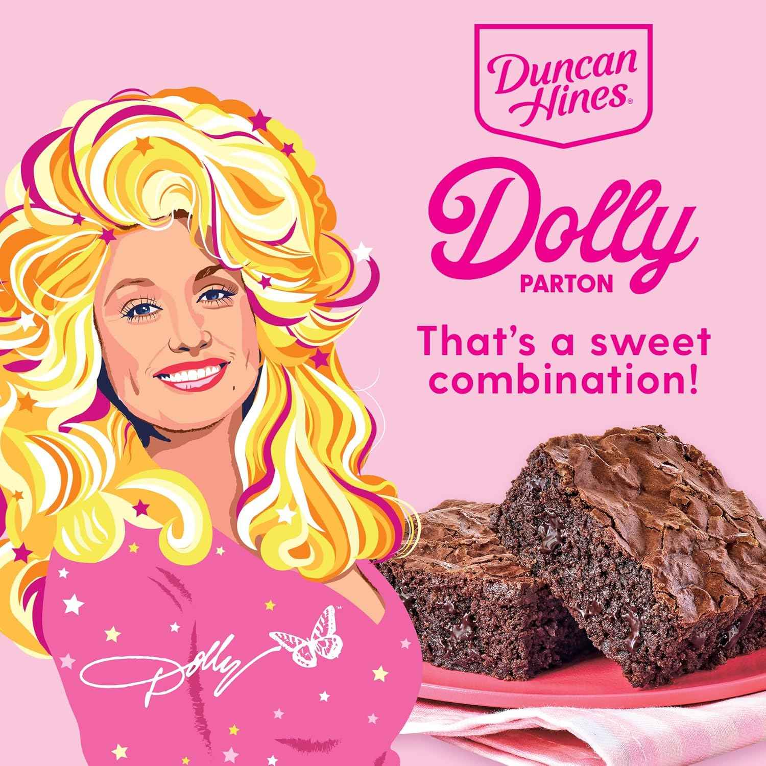Duncan Hines Dolly Parton Brownie Mix Fabulously Double Fudge – Quick Study Break Dessert for Home Office and Dorm Rooms, 17.6 oz