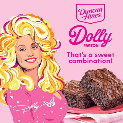Duncan Hines Dolly Parton Brownie Mix Fabulously Double Fudge – Quick Study Break Dessert for Home Office and Dorm Rooms, 17.6 oz