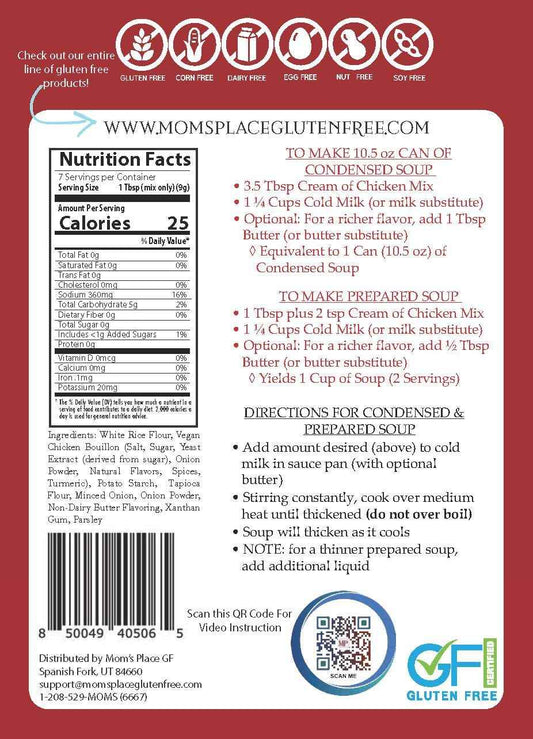 Mom's Place Allergen-Safe Cream of Chicken Soup Mix – Dedicated Nut-Free Facility for Worry-Free Cooking
