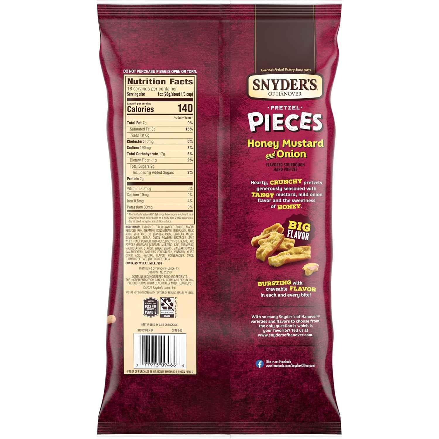 Snyder's of Hanover Pretzel Pieces, Cheddar Cheese 18 Oz – Grab-and-Go Crunchy Snack for Picnics, Tailgates, and Patio Parties